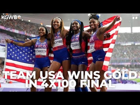 Team USA wins gold in women's 4x100 final