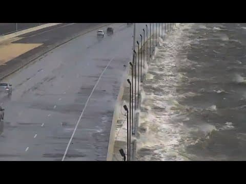 Hurricane Helene | Waves crash onto Howard Frankland Bridge