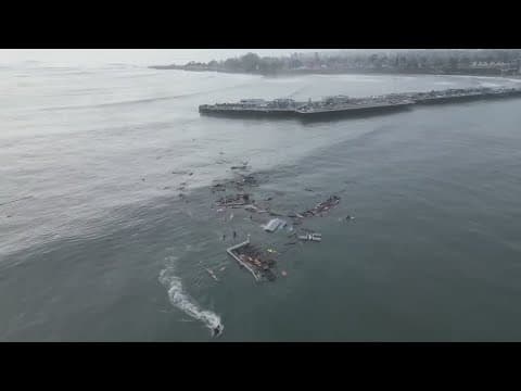 Portion of the Santa Cruz Wharf collapses after waves hit amid high surf warning