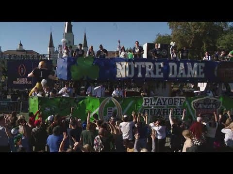 Notre Dame Fighting Irish football rolls in Sugar Bowl parade in New Orleans
