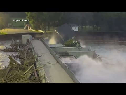 Dam partially fails in Minnesota, house falls into river