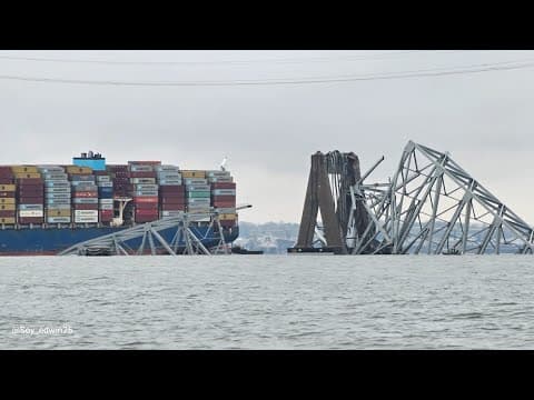 WATCH LIVE: Sky9 over Baltimore bridge collapse
