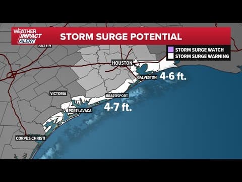 Chief Meteorologist David Paul has the latest timing of impacts we'll feel from Beryl