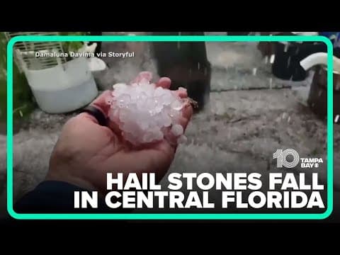Hail stones fall in Central Florida on April 25, 2023