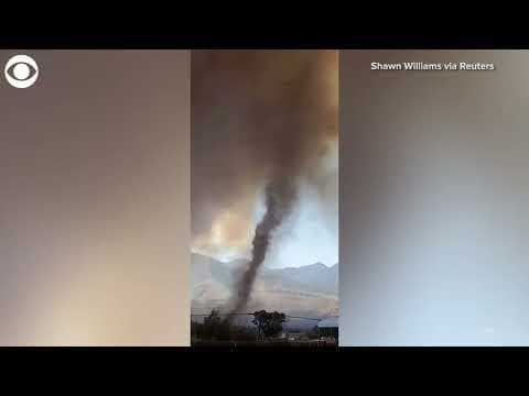 Smoke twister forms near Flagstaff, Arizona