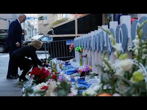 President Joe Biden and First Lady Jill Biden lay flowers at the site of the deadly New Year's Eve t