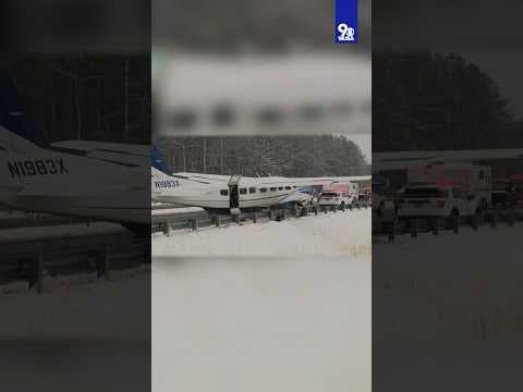 Plane makes emergency landing on Virginia highway in snowstorm