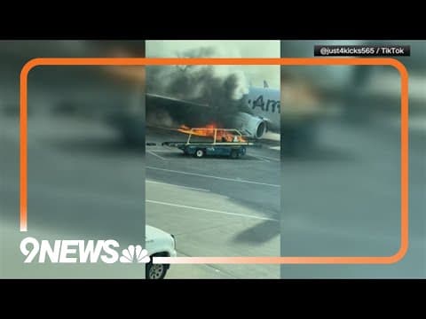 American Airlines plane catches fire at Denver airport gate