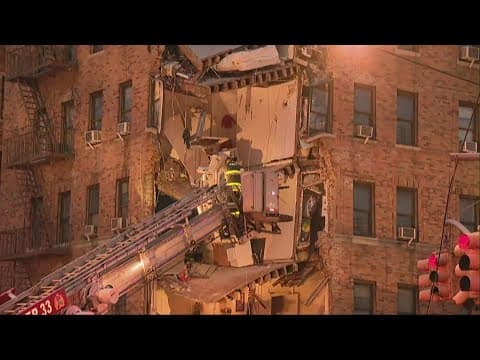 Six-story apartment building partially collapses in New York