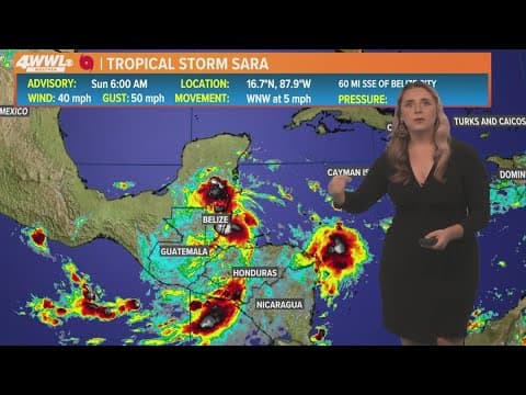 Sunday 7am Tropical Update: Tropical Storm Sara will dissipate in the Yucatan Peninsula by Monday