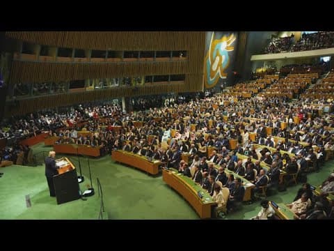 Trump gives a speech at the UN General Assembly