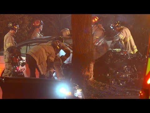 Raw video: Speeding driver killed after crashing into tree on Kirby Dr.