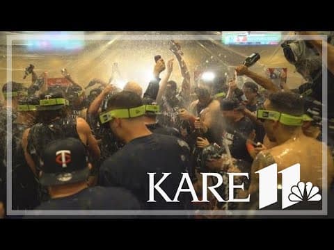 Twins locker room goes crazy after Wild Card series sweep