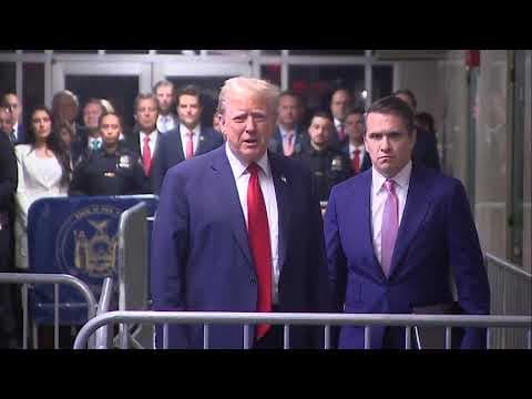 Trump arrives at court as defense prepares to cross-examine star witness Michael Cohen