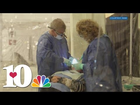 Remote Area Medical setting up free health clinic in Clinton