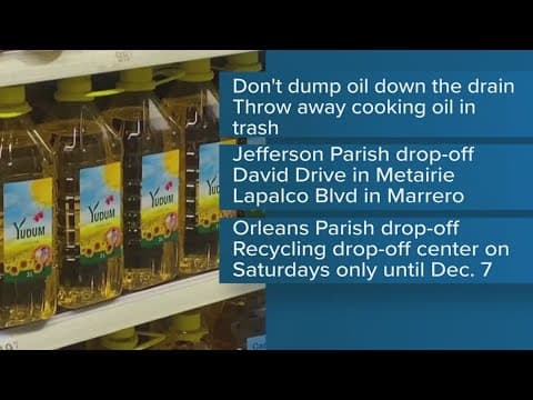 Local drop-off locations for Thanksgiving cooking oil disposal