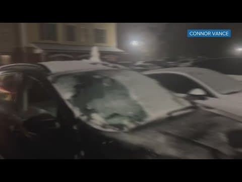 Snow falls on Florida State University campus