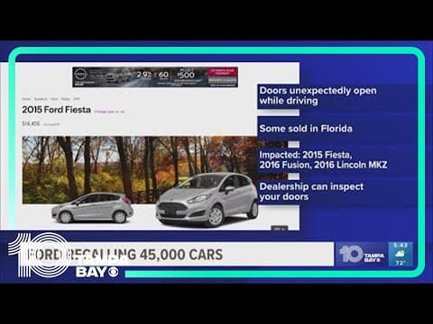 Recall: More than 45,000 Ford vehicles recalled over door latch issues