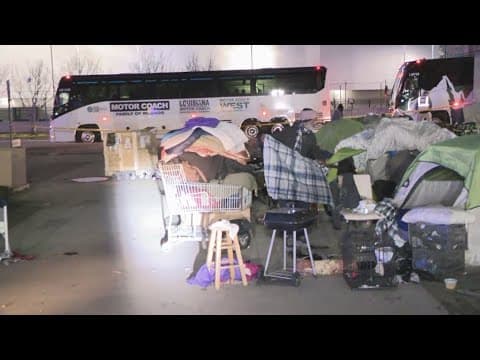 Buses arrive to transport unhoused residents to state temporary shelter in New Orleans