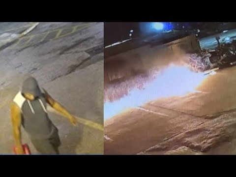 Surveillance video shows man set Houston bar on fire