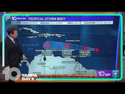 Tracking the Tropics: Tropical Storm Bret holding steady, expected to weaken | 12 p.m. Wednesday