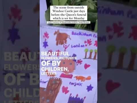 The scene from outside Windsor Castle just days before the Queen’s funeral, which is set for Monday.