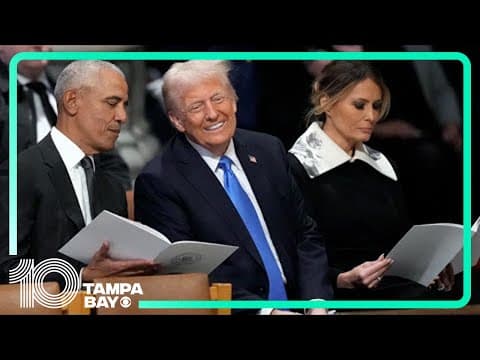 Donald Trump, Barack Obama chat, smile and laugh together at Jimmy Carter's funeral