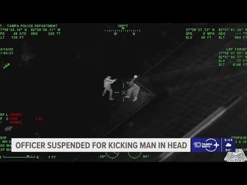 Tampa police officer suspended after video shows him kicking suspect during arrest
