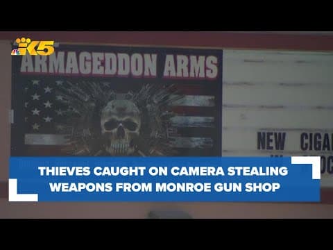 Thieves caught on camera ramming vehicle into Monroe gun shop, stealing weapons