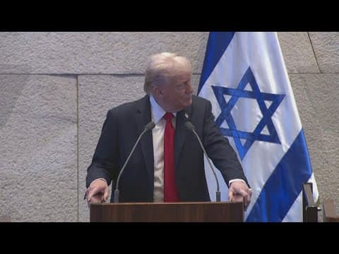 Protestor interrupts Trump's address to the Knesset