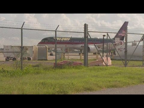 Former President Trump lands at Armstrong International Airport