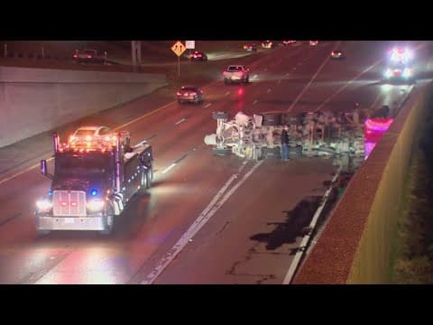 Cement truck blocks Interstate 30 near Old City Park