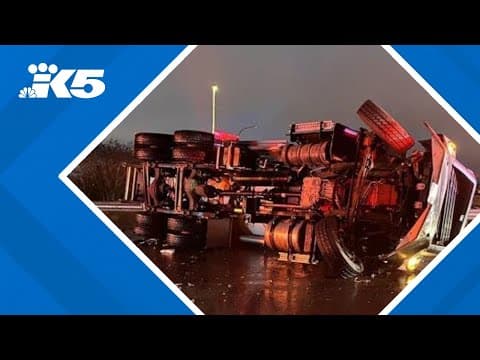 Tanker carrying argon gas rolls over on SR 16 in Tacoma, driver arrested for DUI