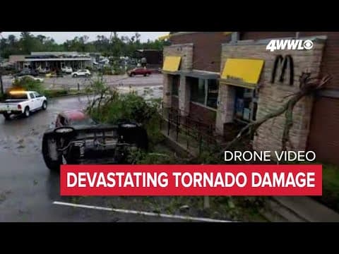 Watch: Dramatic drone video of devastating tornado damage in southeast Louisiana