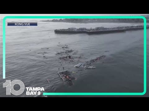 High surf from storm partially collapses California pier