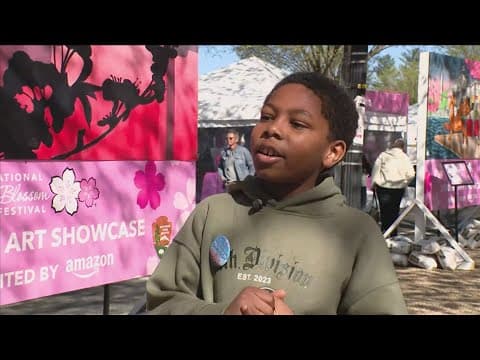 Students from all eight wards paint cherry blossom murals