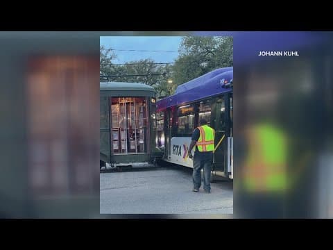 RTA bus and streetcar crash into each other on St. Charles
