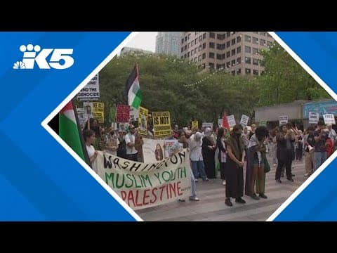Demonstrators march in Seattle in remembrance of UW grad killed in West Bank