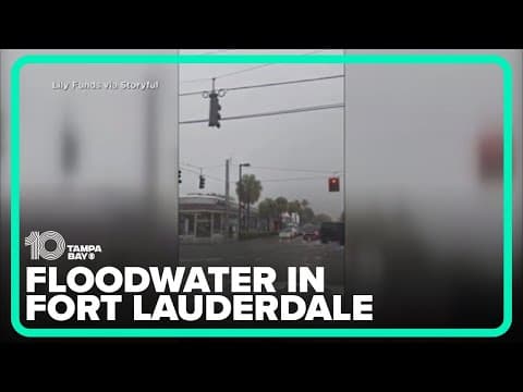 Motorists drive through floodwater in Fort Lauderdale