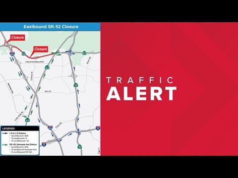 Weekend road closure | State Route 52 eastbound shuts down for maintenance