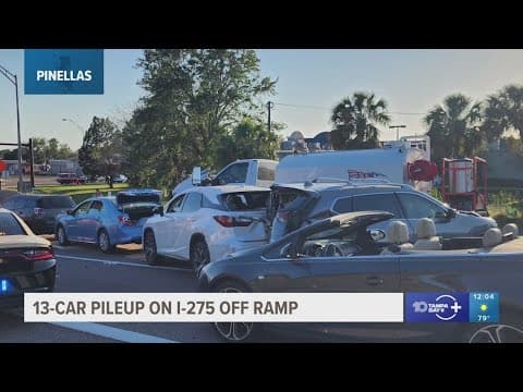 Troopers: 4 injured after 12-vehicle crash shut down I-275 south ramp in St. Pete for hours