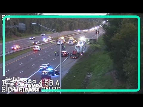Semi-truck crash closes down SB lanes of I-75 in Pasco County
