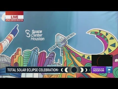 Houston artist paints mural at Space Center Houston during solar eclipse