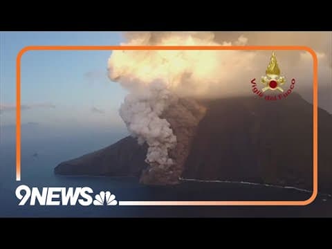 Volcano on Sicilian island of Stromboli erupting