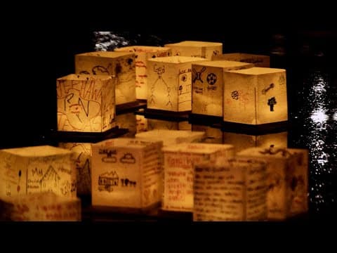 Moment of Zen: Water lanterns placed at City Place Park in Spring, Texas