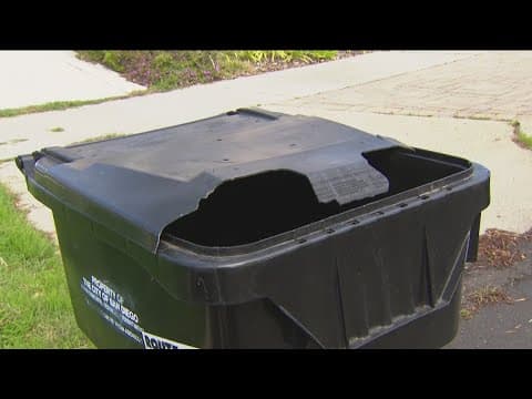 Who pays the price when a city trash truck mangles a bin?