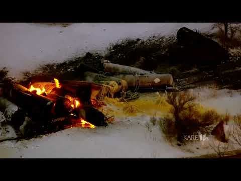 WATCH: Aerial video of the Raymond, MN train derailment