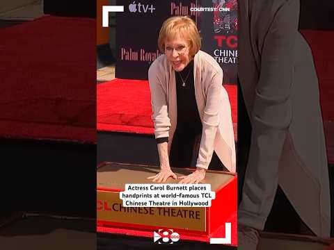 Actress Carol Burnett places handprints in cement at world-famous TCL Chinese Theatre in Hollywood