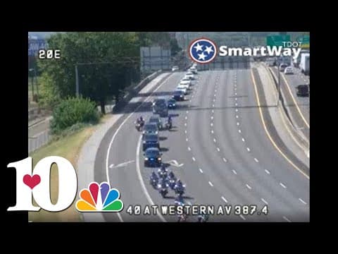 Law enforcement escort fallen Deputy Tucker Blakely down I-40 and I-75 to the funeral home