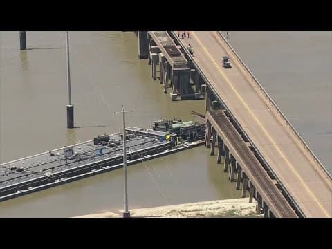 Air 11 over Pelican Island Causeway following barge strike this morning